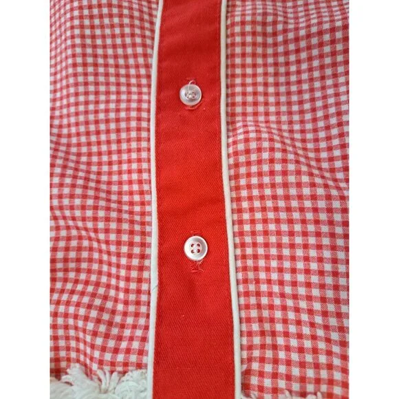 Vtg Sears Girls Red White Embroidered Western  Long Sleeve Shirt 6X Cotton Blend - Picture 3 of 8